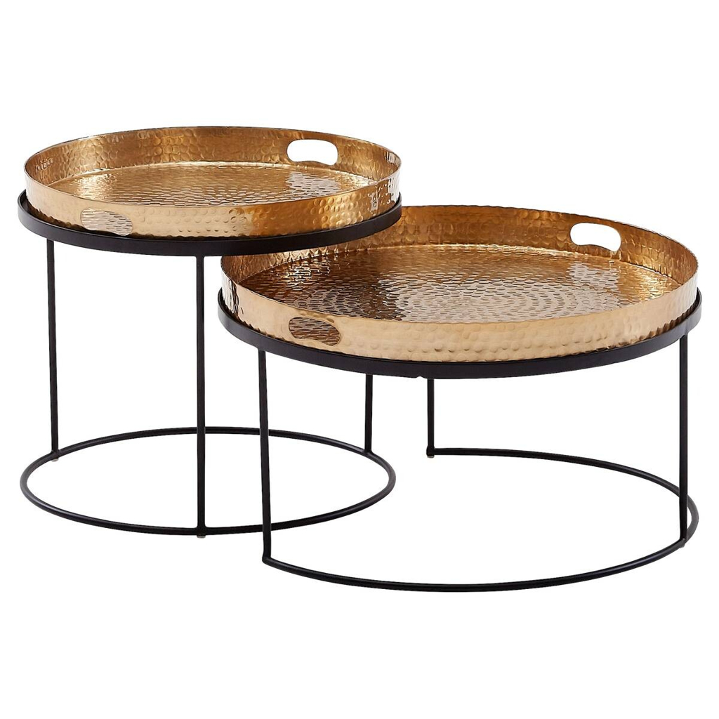 Couchtisch 2er-Set. schwarz gold B/H/T: ca. 56x33x56 cm