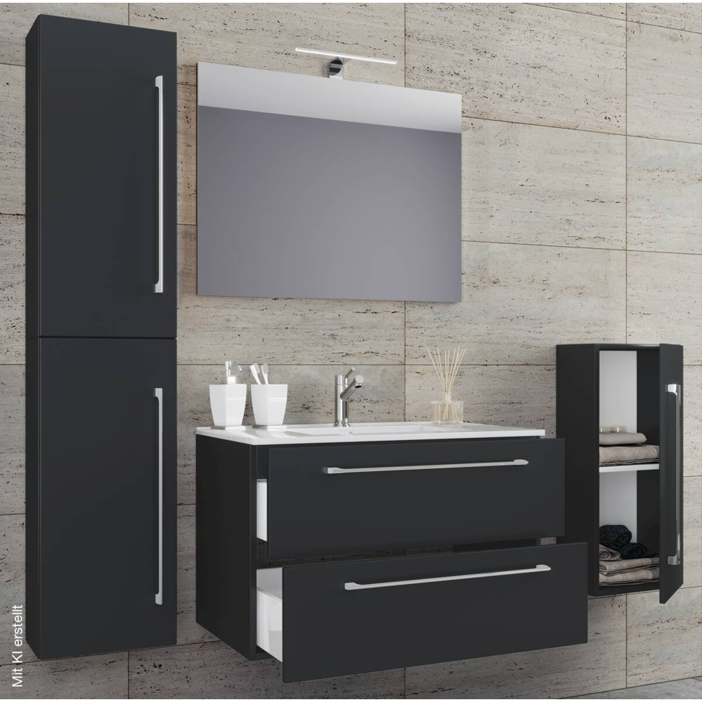 Waschplatz 5tlg-Badinos schwarz B/H/T: ca. 60x50x46 cm