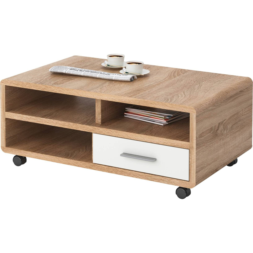 Couchtisch Miami Eiche Sonoma Nachbildung weiß Hochglanz B/H/T: ca. 100x41x60 cm
