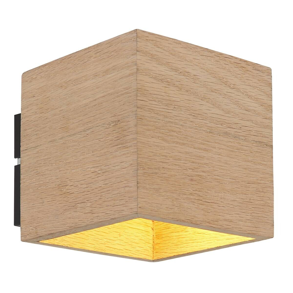 GLOBO Wandleuchte schwarz braun Metall Holz B/H: ca. 11x11 cm G9 1 Brennstellen