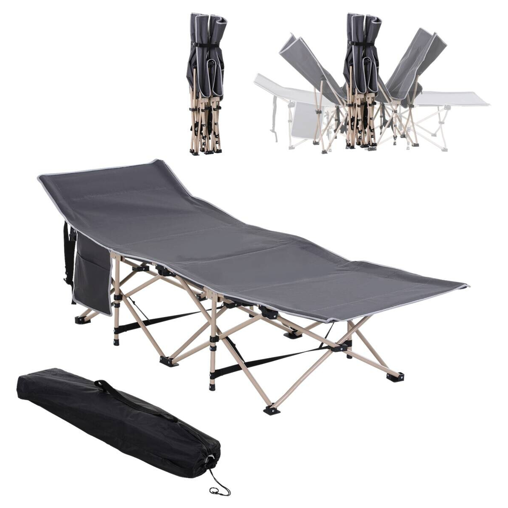 Outsunny Campingbett dunkelgrau Stahl B/H/L: ca. 68x52x190 cm