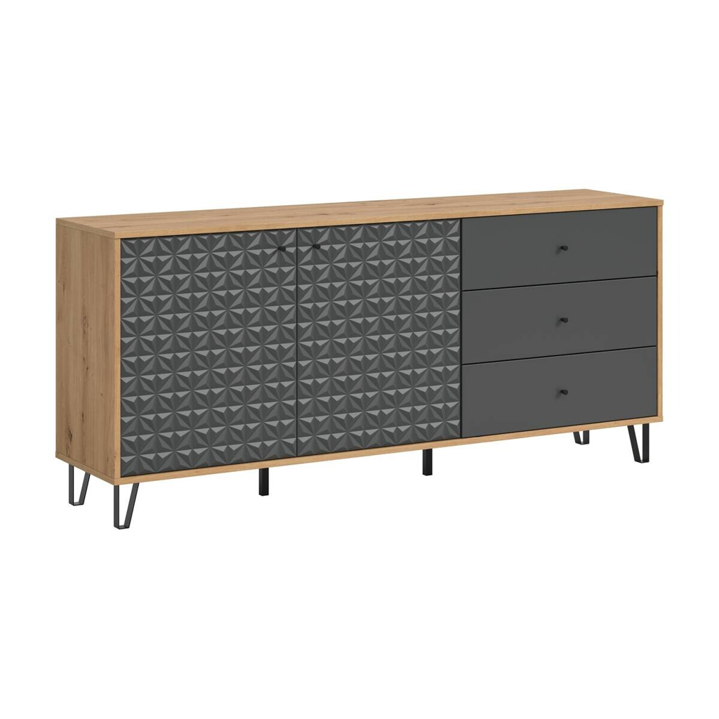 Sideboard PRISMA Artisan Oak Nachbildung anthrazit matt B/H/T: ca. 170x76x40 cm