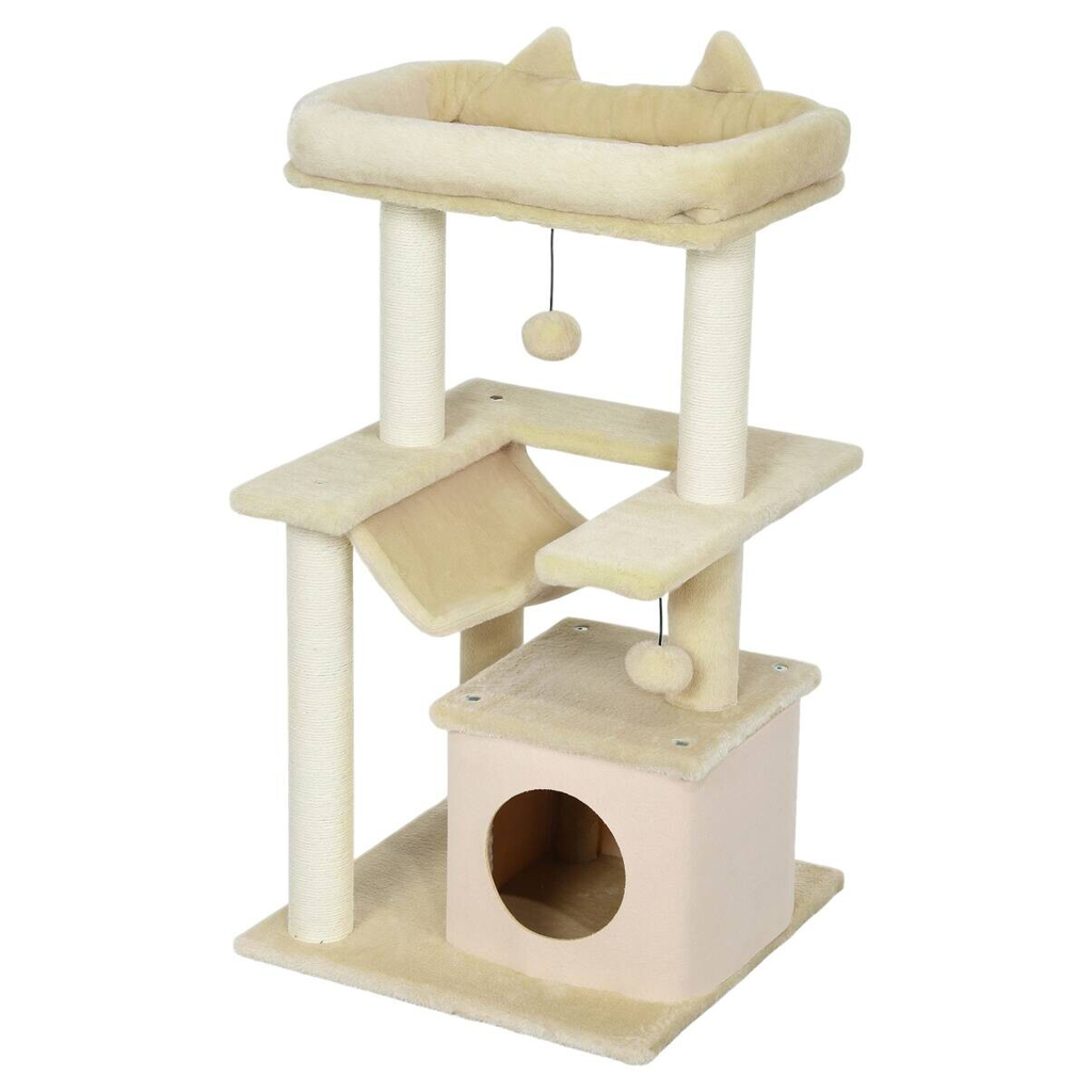 PawHut Kratzbaum cremeweiß Polyester B/H/L: ca. 48x90x48 cm