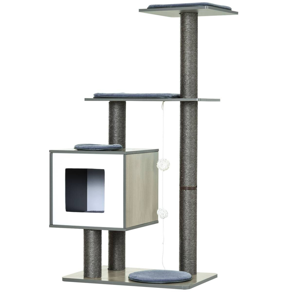 PawHut Katzenkratzbaum grau Holz B/H/L: ca. 40x120x60 cm