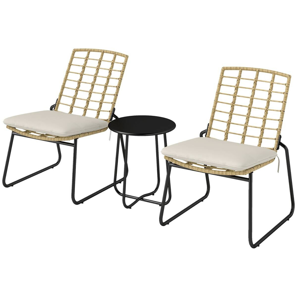 Balkonmöbel Set beige Stahl B/H/L: ca. 56x78x67 cm