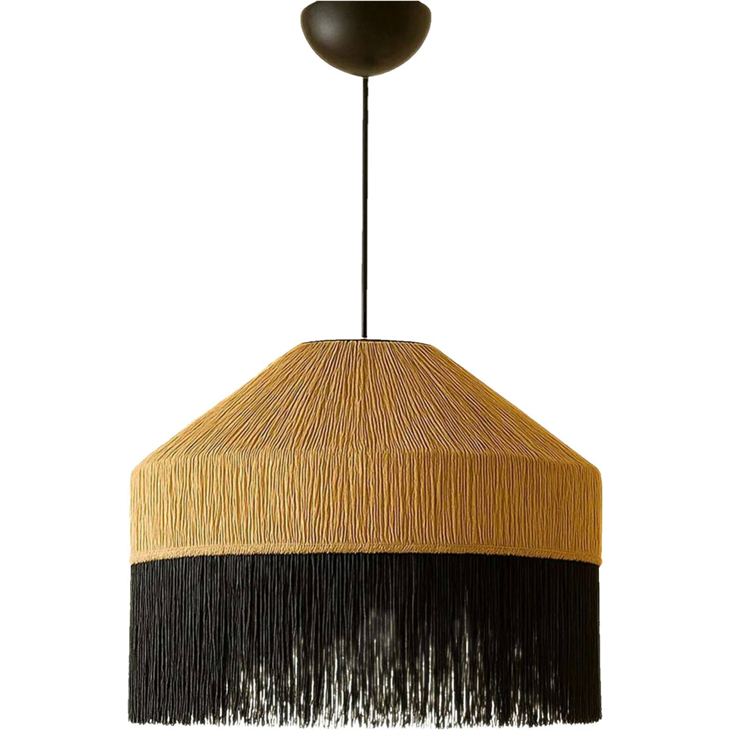 Opviq Pendelleuchte beige schwarz Kunststoff B/T/L: ca. 40x40x40 cm E27 1 Brennstellen