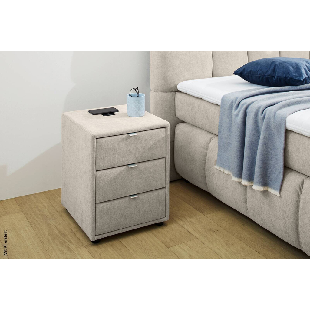 Nachtkonsole beige-grau Flachgewebe