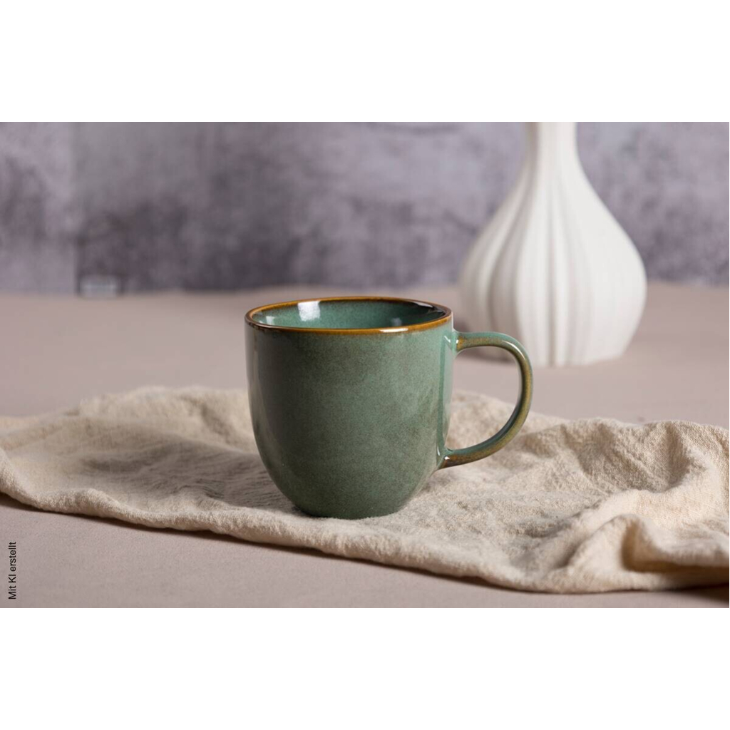 Kaffeebecher grün Steinzeug