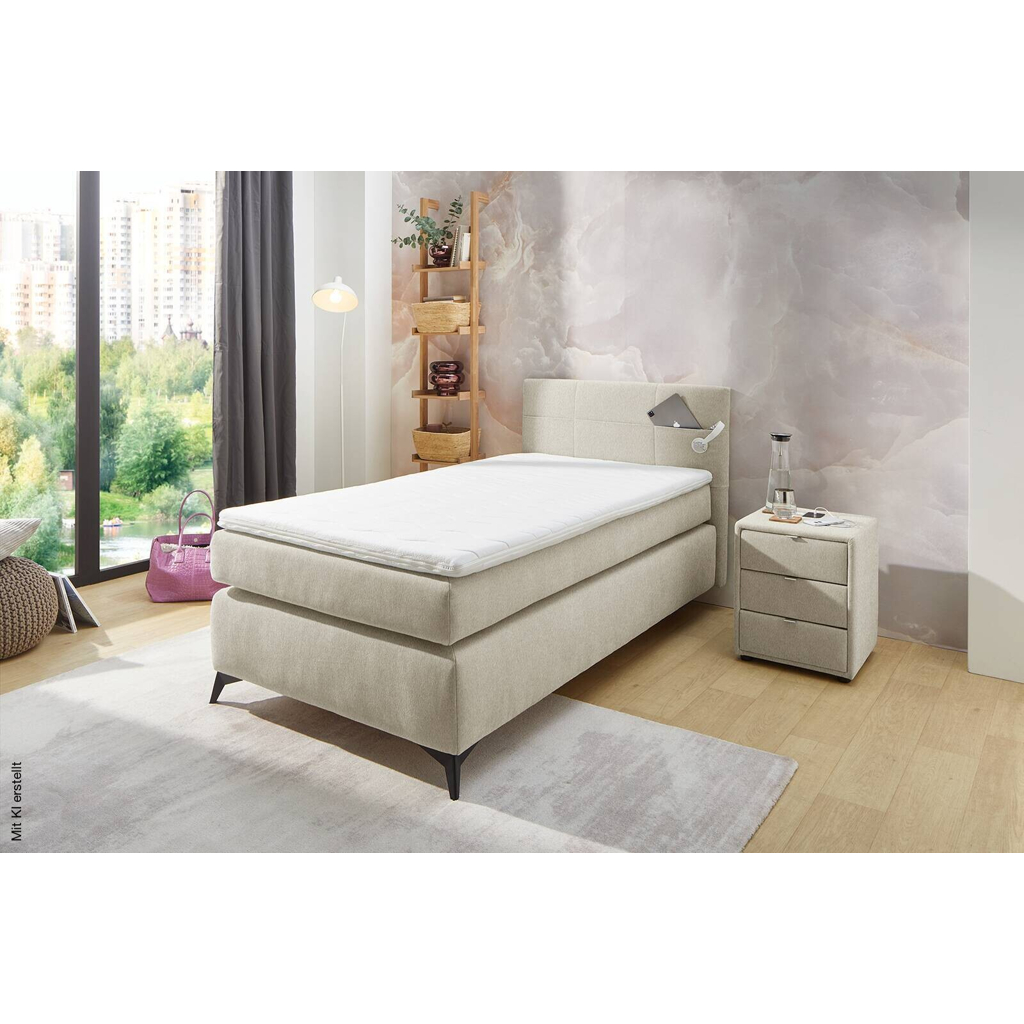 Boxspringbett beige Liegefläche B/L: ca. 100x200 cm