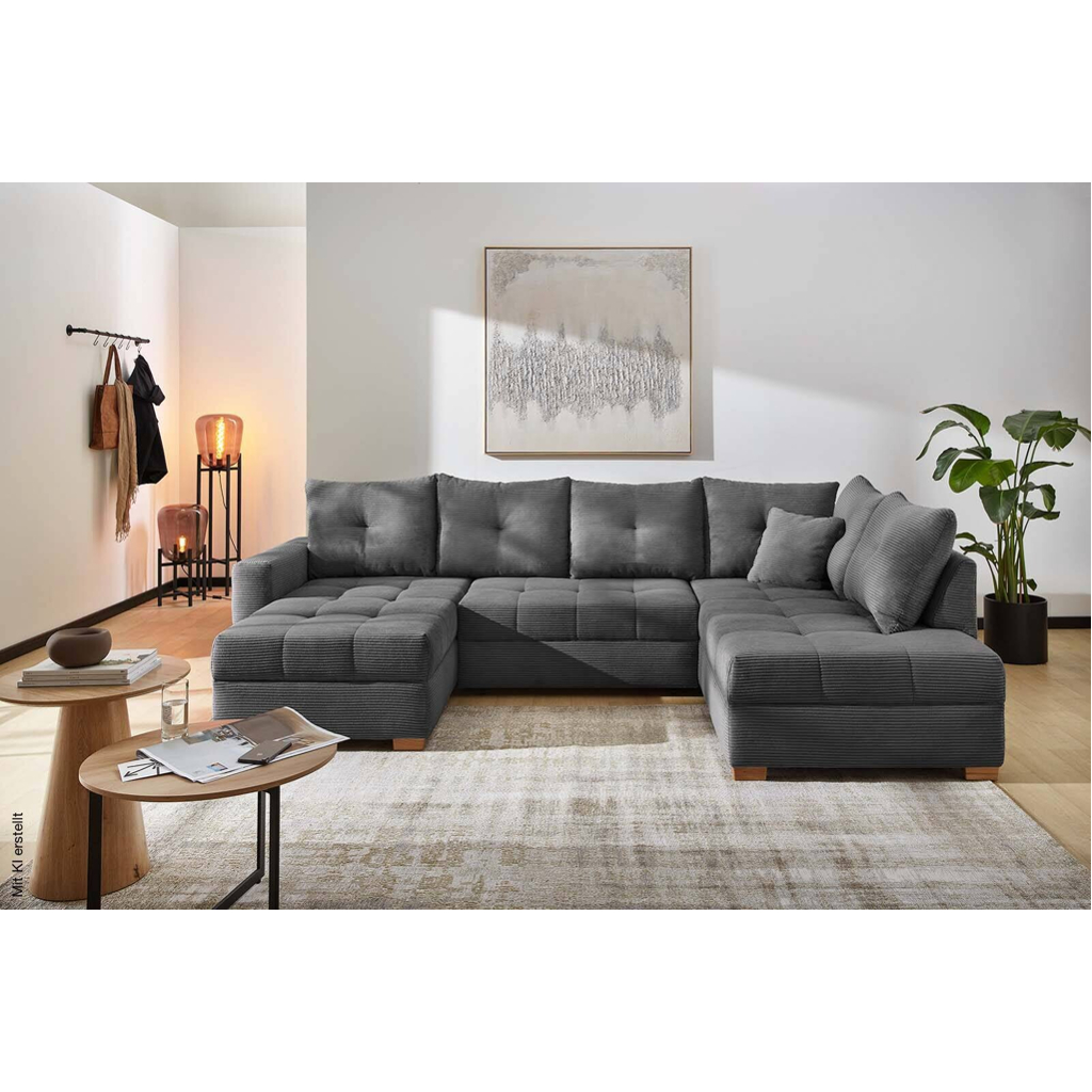 Wohnlandschaft grau Microfaser B/H/T: ca. 313x92x200 cm