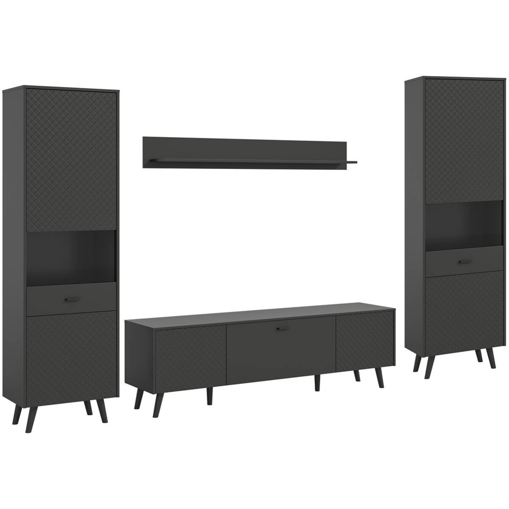 Wohnwand LINEA grau schwarz B/H/T: ca. 331x195x40 cm