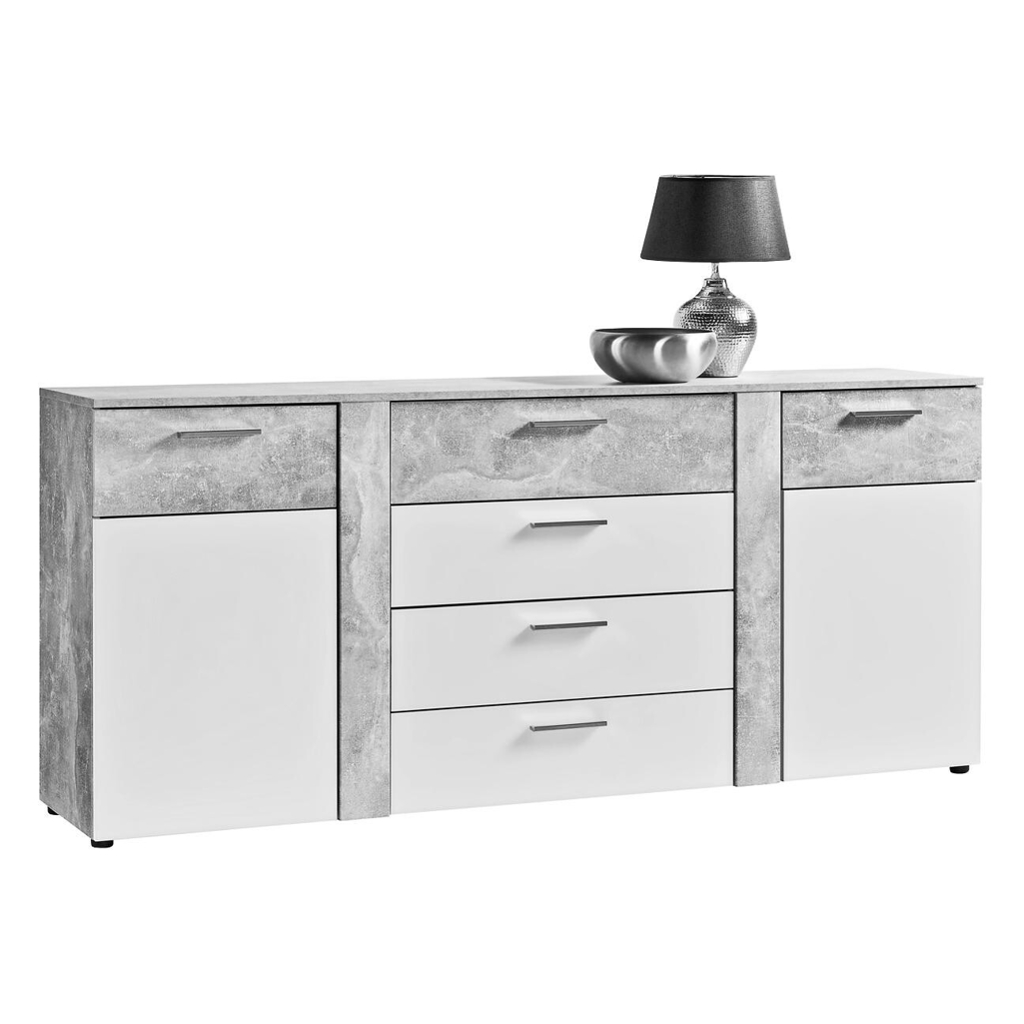 Kommode Trentino Beton Optik weiß B/H/T: ca. 180x81x40 cm