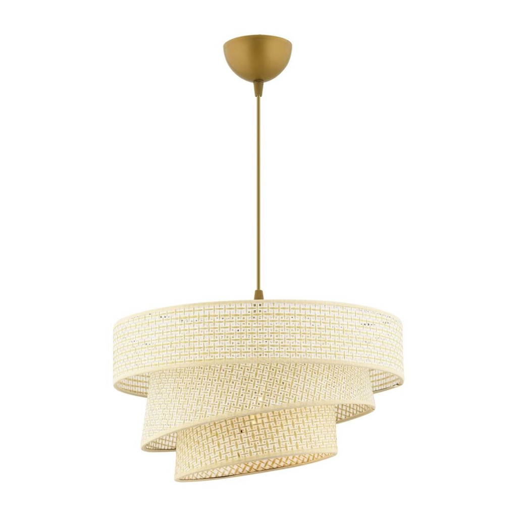 Opviq Pendelleuchte Couper creme Baumwolle Metall B/H/L: ca. 40x72x40 cm E27 1 Brennstellen