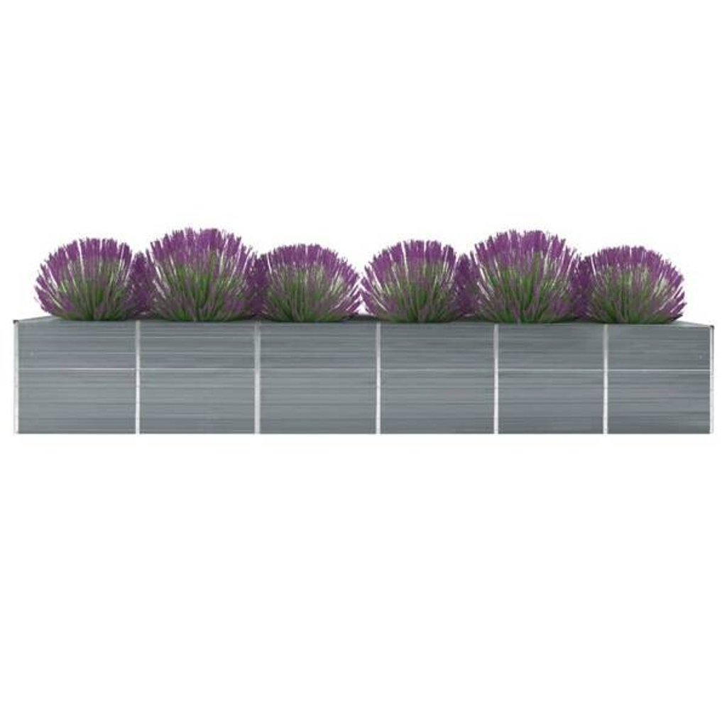 Garten-Hochbeet grau Stahl B/H/L: ca. 80x77x480 cm