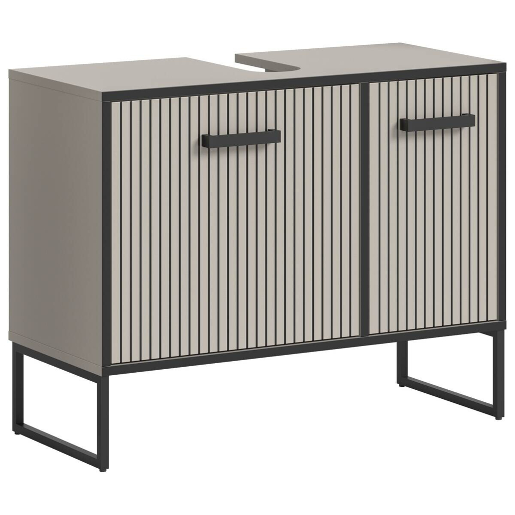 Waschbeckenunterschrank BAGNO schwarz Kaschmirgrau Nachbildung B/H/T: ca. 80x63x36 cm