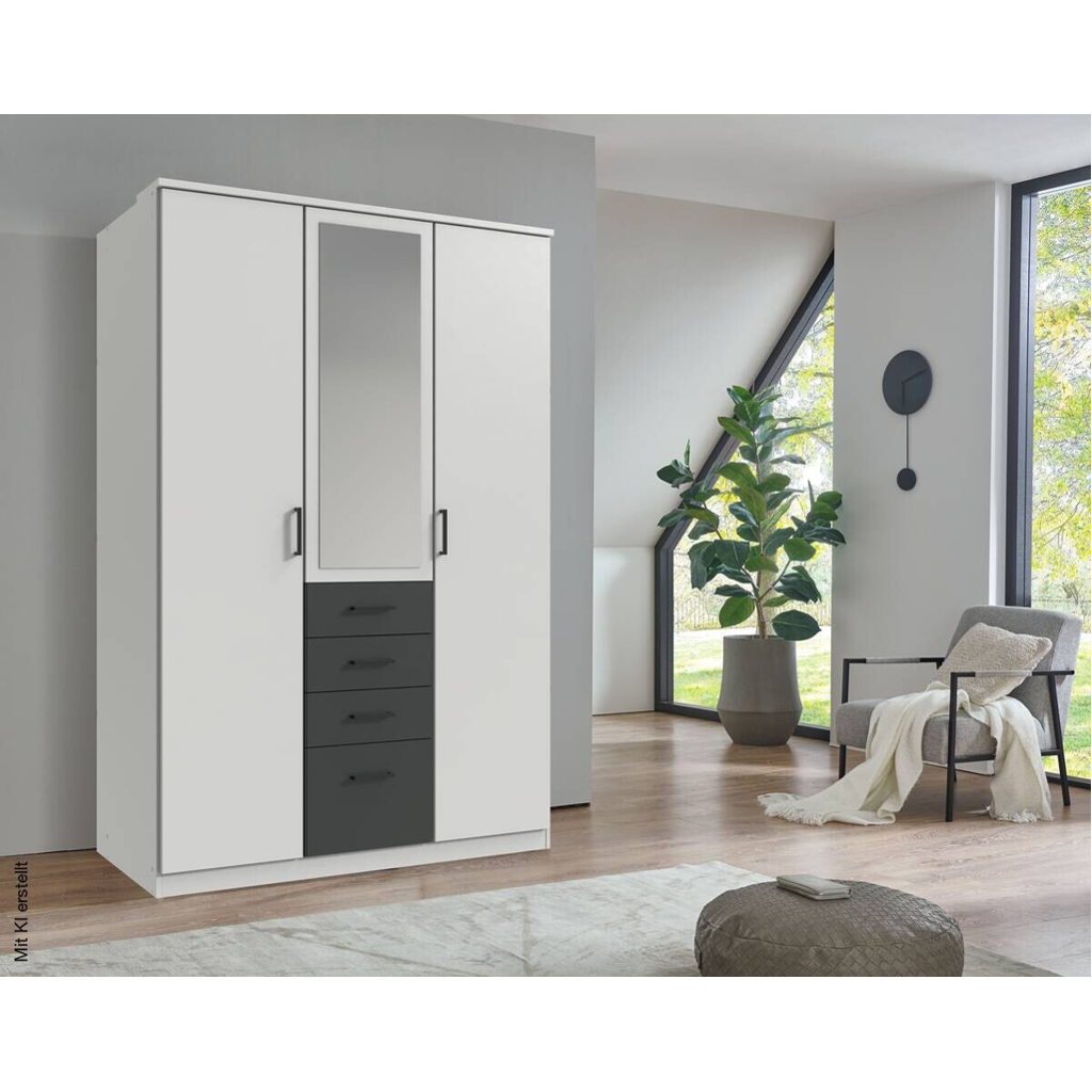 Kleiderschrank Cottbus weiß B/H/T: ca. 135x198x58 cm
