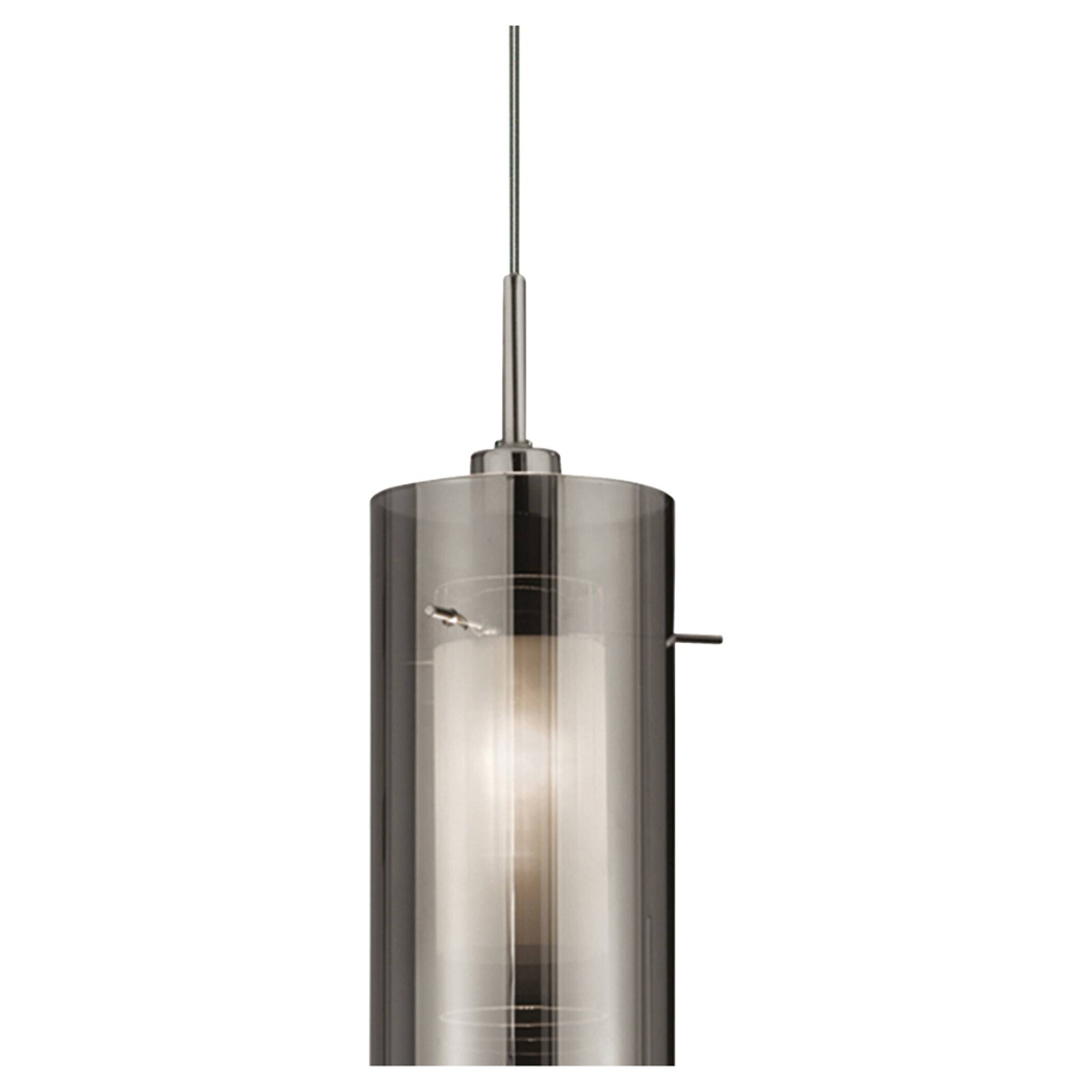 Searchlight Pendelleuchte Duo silber Glas Stahl B/H/L/D: ca. 13x120x13x13 cm E14 1 Brennstellen