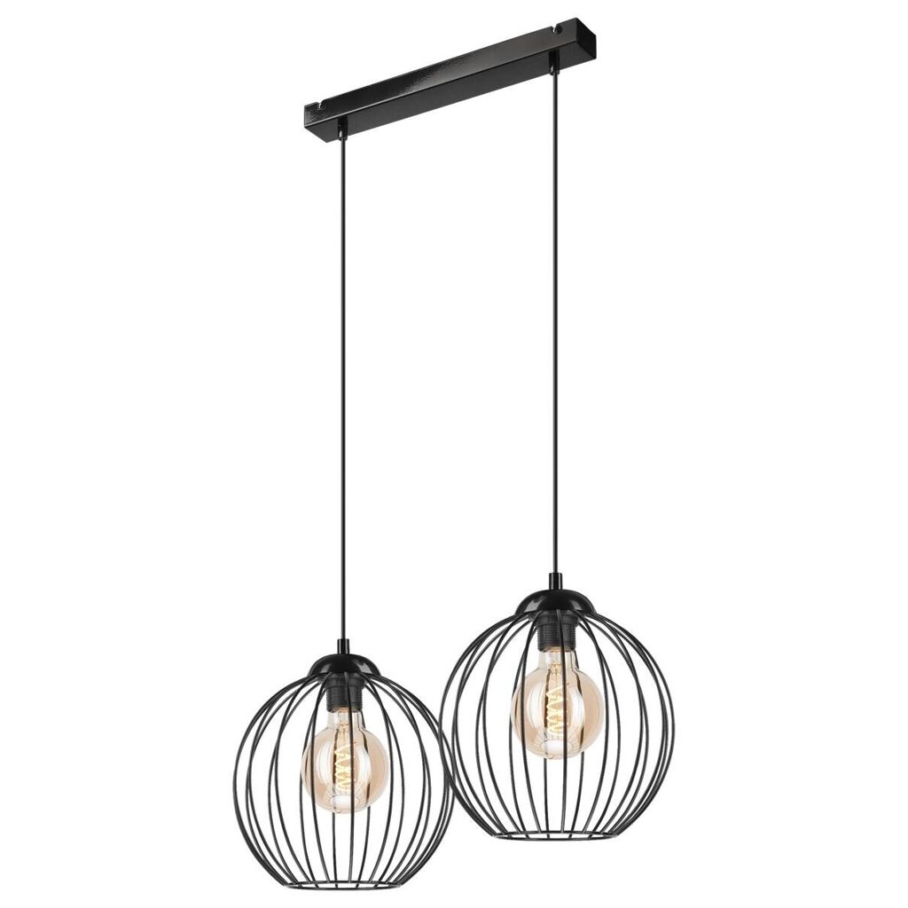 Lamkur Pendelleuchte ZOYA 45405 schwarz Stahl H/L: ca. 55x100 cm E27 2 Brennstellen