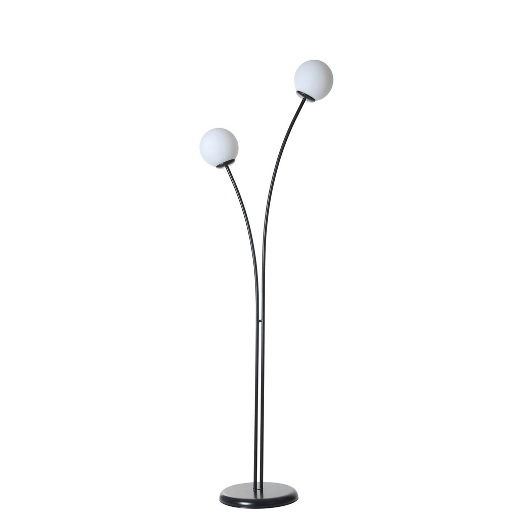 Opviq Stehlampe schwarz weiß Metall Glas B/H/L: ca. 30x165x50 cm E27 1 Brennstellen