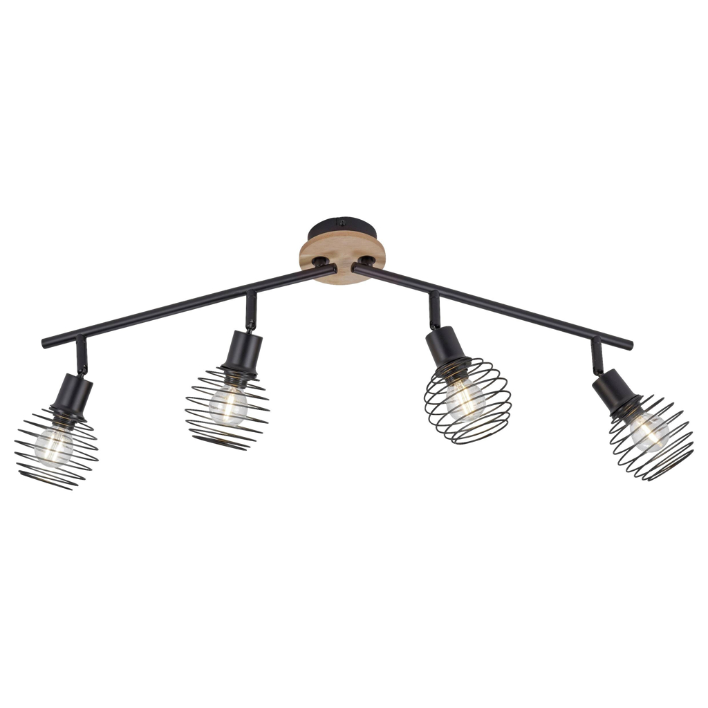 Just Light Deckenleuchte  15924-79  Eugen natur schwarz Aluminium Holzwerkstoff 4 Brennstellen