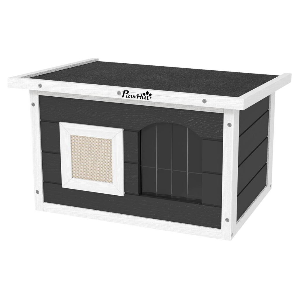 PawHut Katzenhaus grau Holz B/H/L: ca. 45x36,5x61 cm