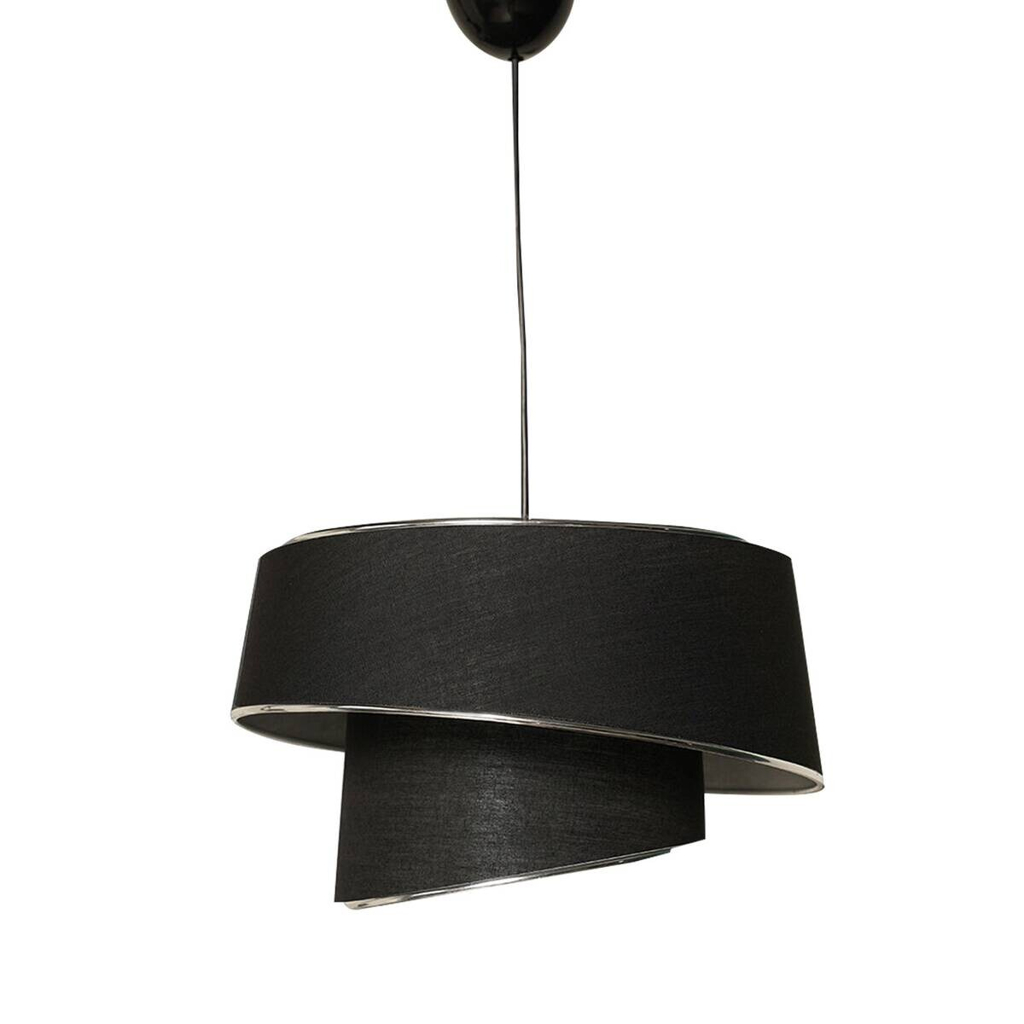 Opviq Pendelleuchte Barette silber schwarz Metall Stoff B/H/L: ca. 32x70x32 cm E27 1 Brennstellen
