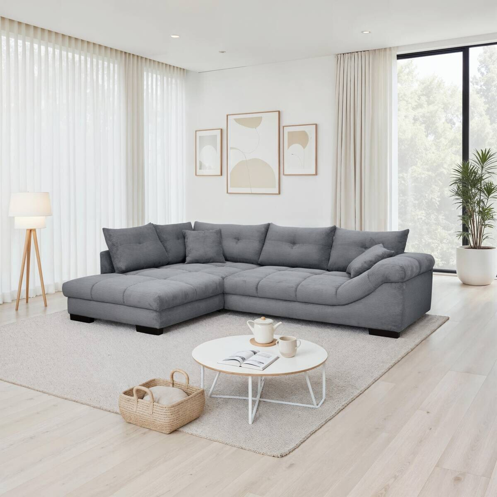 Ecksofa stone Microfaser B/H/T: ca. 318x92x227 cm