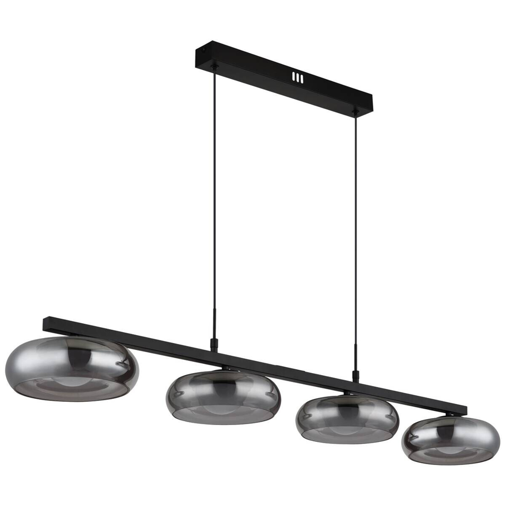 GLOBO Hängeleuchte Rauch schwarz Glas Metall B/H/L: ca. 26x17x124 cm