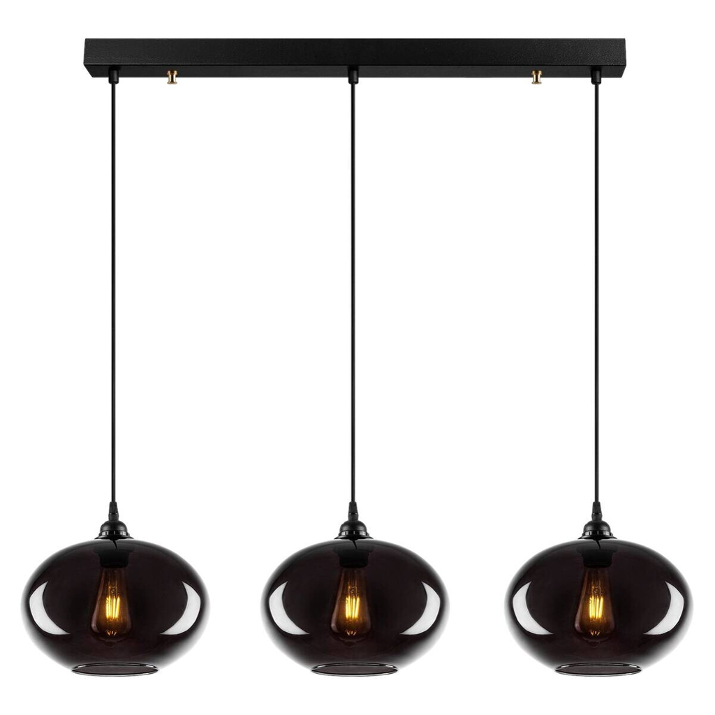 Pendelleuchte grau Rauch Metall Glas B/H/T/L: ca. 97x120x97x97 cm E27 1 Brennstellen