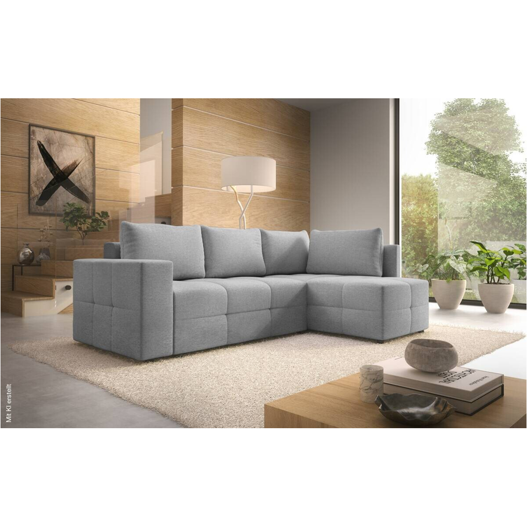 Ecksofa mit Bettfunktion und Bettkasten grau Flachgewebe B/T: ca. 238x167 cm