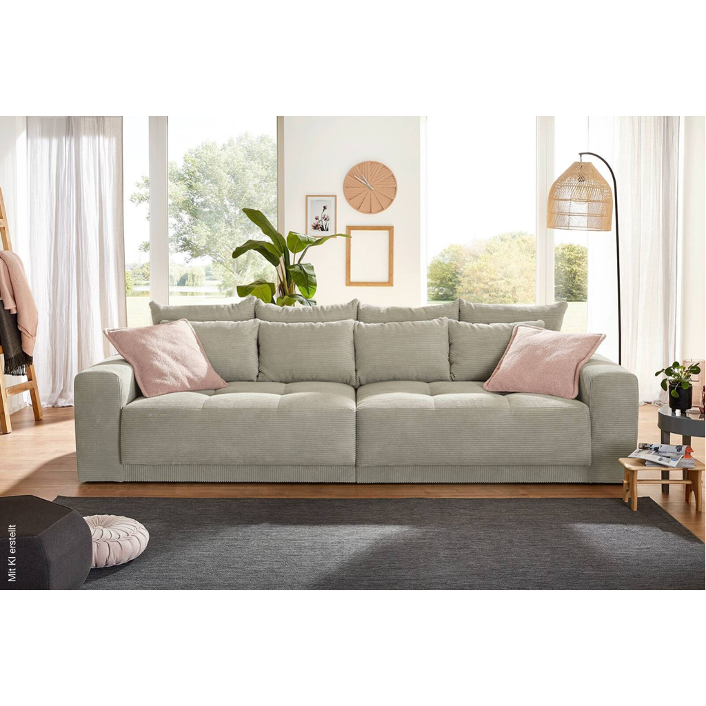 Big Sofa Greige Microfaser B/H/T: ca. 298x80x135 cm
