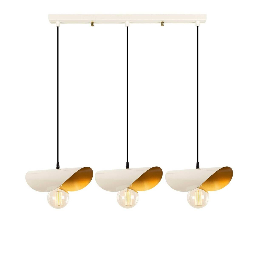 Opviq Pendelleuchte Sivani weiß gold Eisen B/H/T/L: ca. 17x106x17x80 cm E27 3 Brennstellen