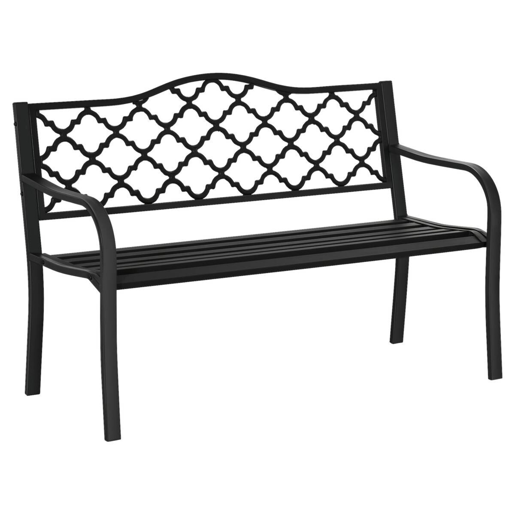 Outsunny Gartenbank schwarz Eisen B/H/L: ca. 58,5x89x128 cm