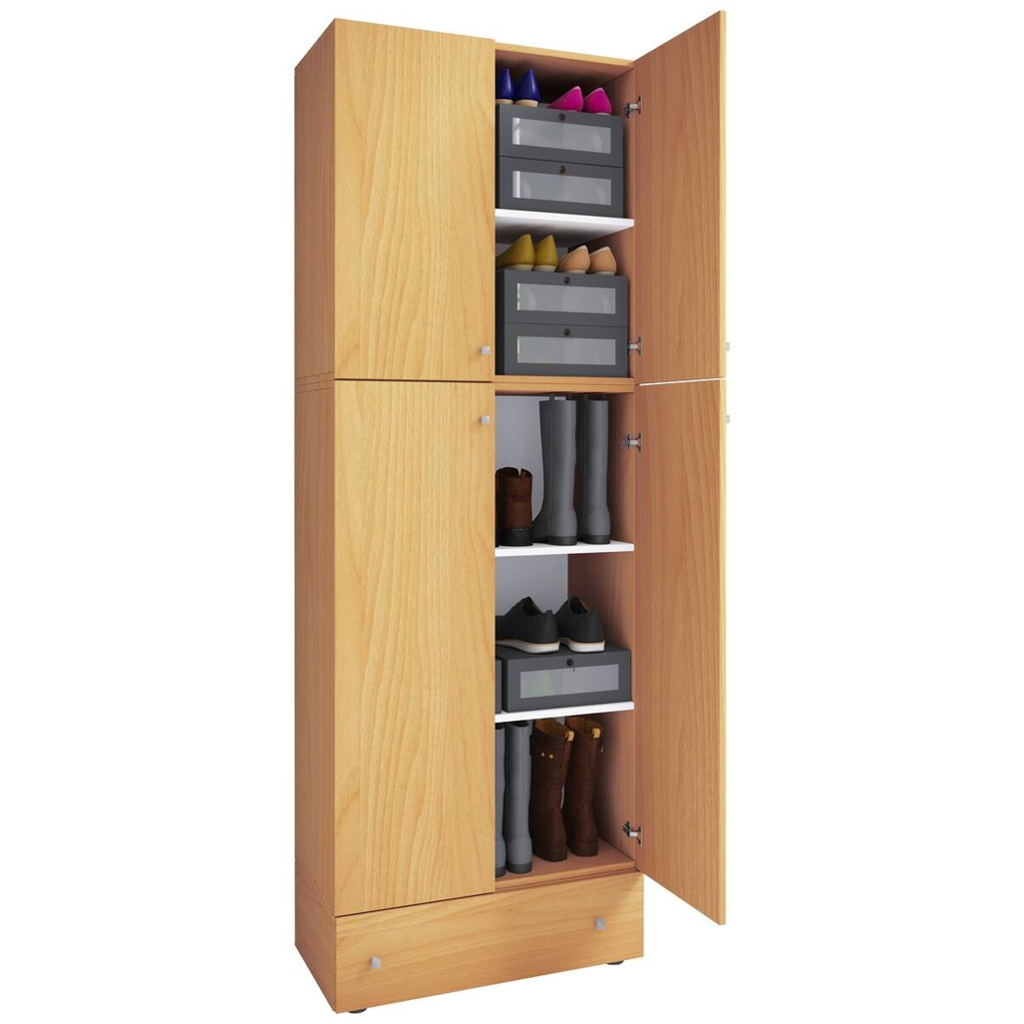 Schuhschrank Lona buche weiß B/H/T: ca. 200x70x39 cm