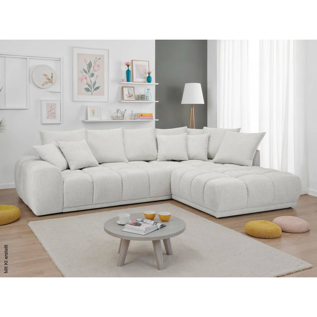 Ecksofa elfenbein Microfaser B/H/T: ca. 312x97x229 cm