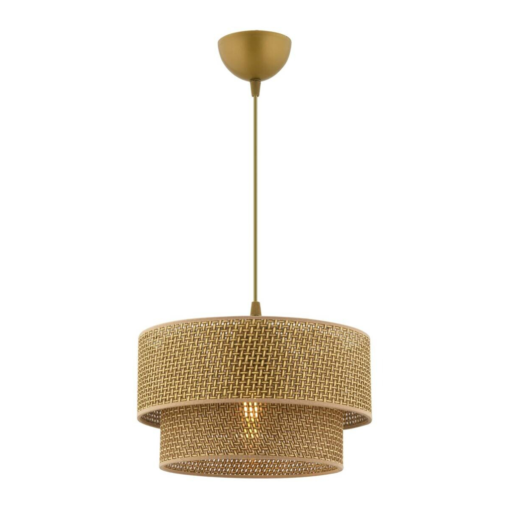 Opviq Pendelleuchte Echo beige Baumwolle B/H/T/L/D: ca. 30x65x30x30x30 cm E27 1 Brennstellen
