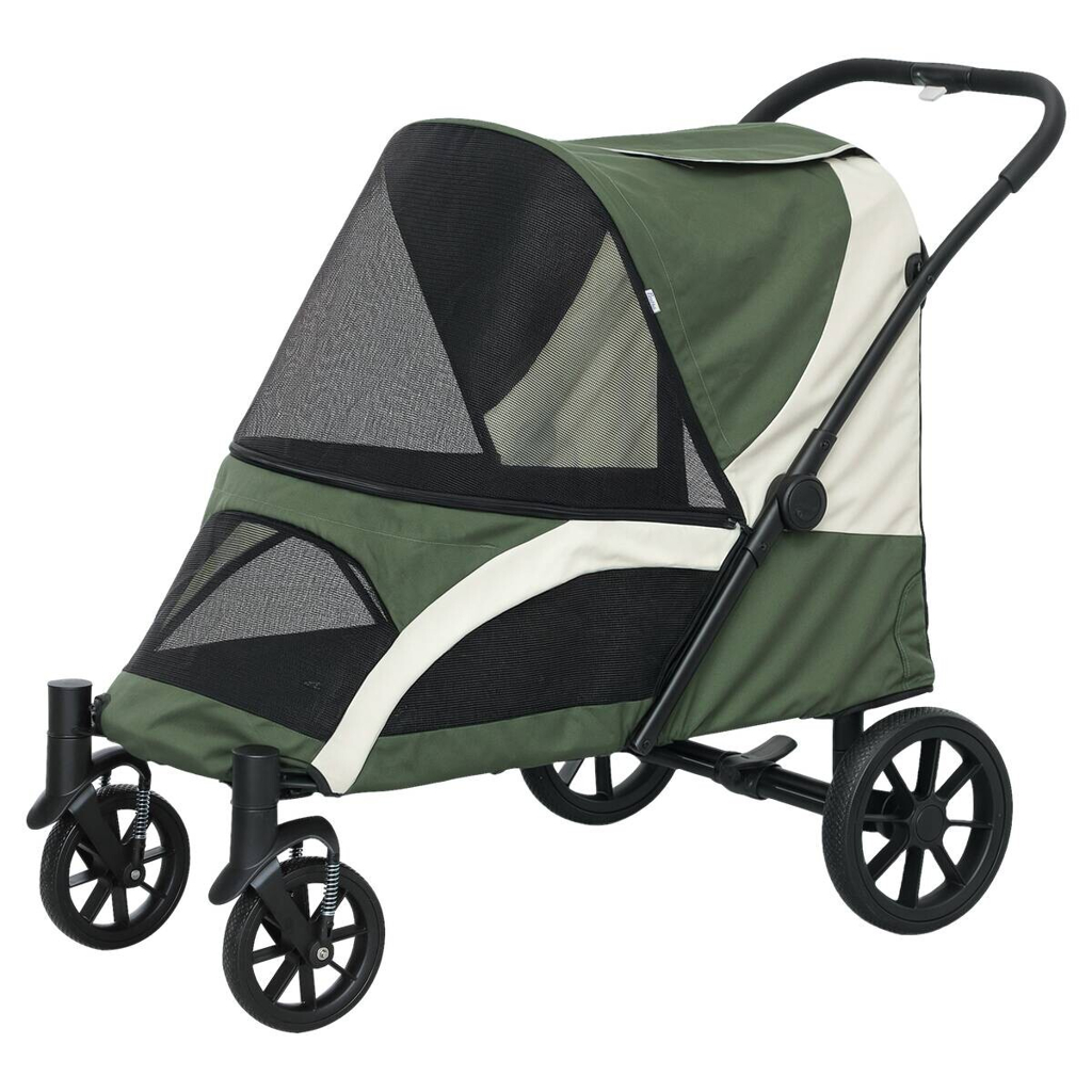 PawHut Hundewagen dunkelgrün Stahl B/H/L: ca. 67x100x124 cm