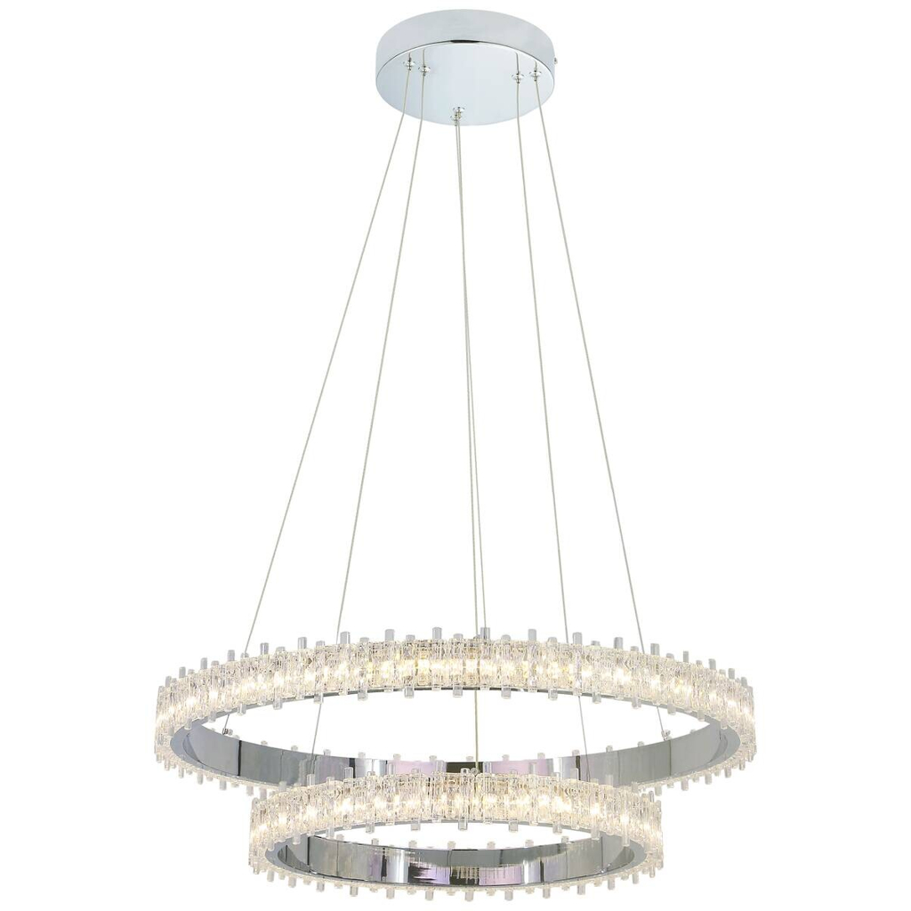 POCOline LED-Pendelleuchte Aurora Chrom Metall Acryl B/H/L: ca. 61x140x61 cm