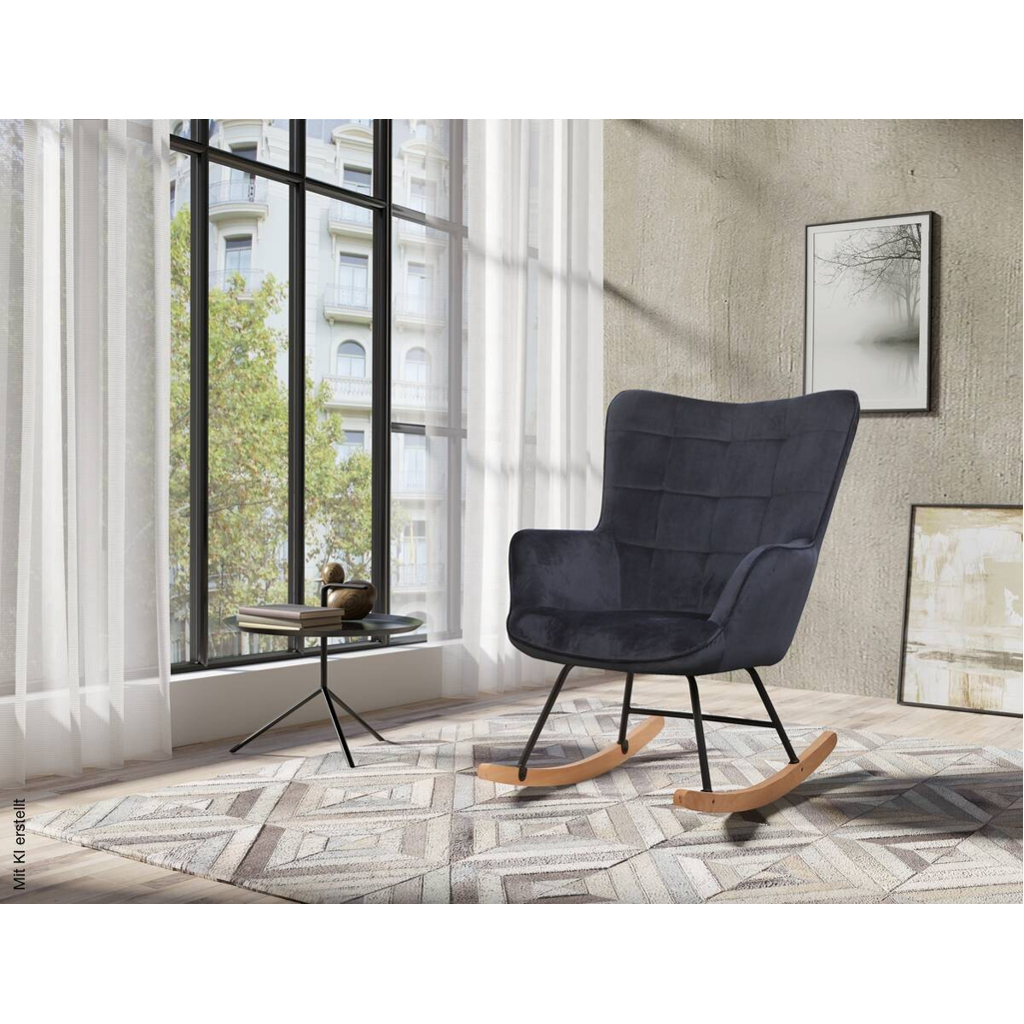byLIVING Schaukelstuhl RICHIE schwarz schwarz natur Stoff Metall Buche B/H/T: ca. 72x92x92 cm