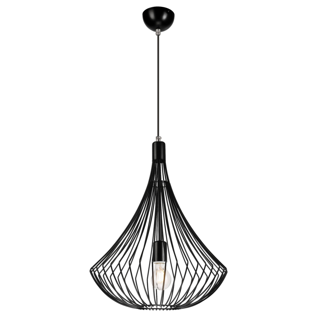 Lamkur Pendelleuchte Balerina schwarz Stahl H/L: ca. 90x38 cm E27 1 Brennstellen