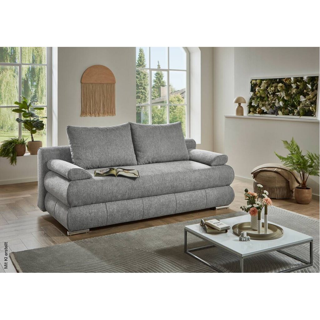 Schlafsofa Biel silber Microfaser B/H/T: ca. 199x97x95 cm