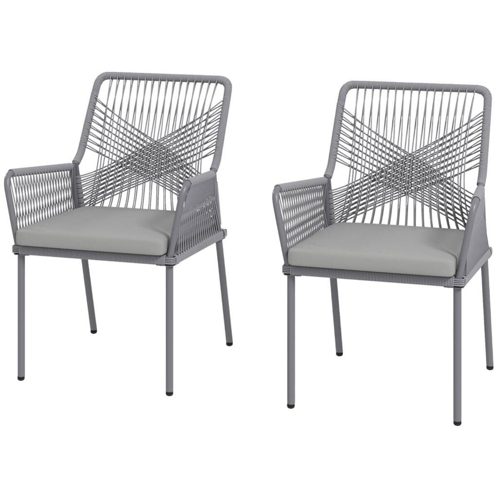 Outsunny Rattan Gartenstuhl dunkelgrau Polyethylen B/H/L: ca. 61x84x57 cm