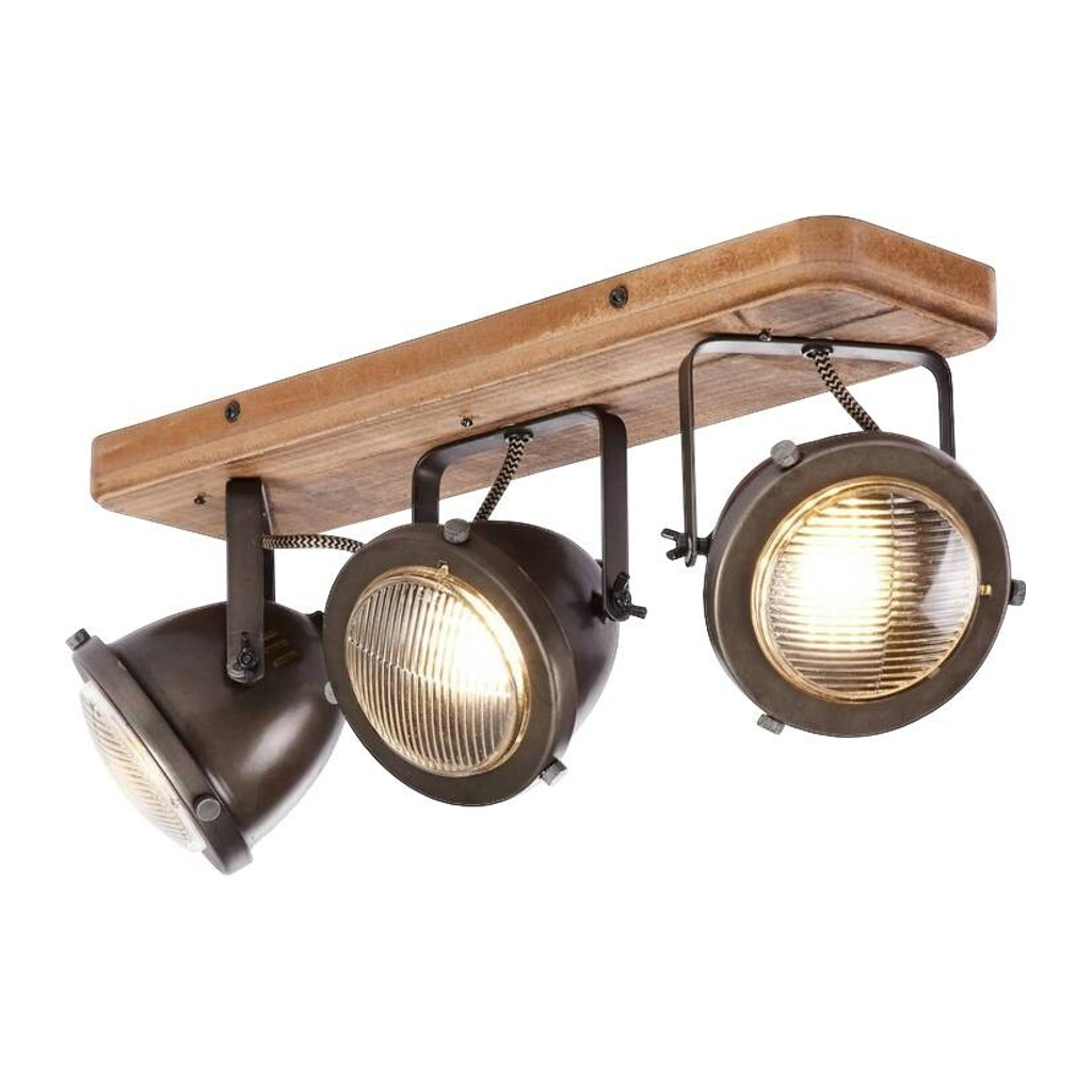 Brilliant Spotbalken Carmen 72030/84 braun Metall Holz B/H/T: ca. 43x18,5x11,5 cm GU10 3 Brennstellen