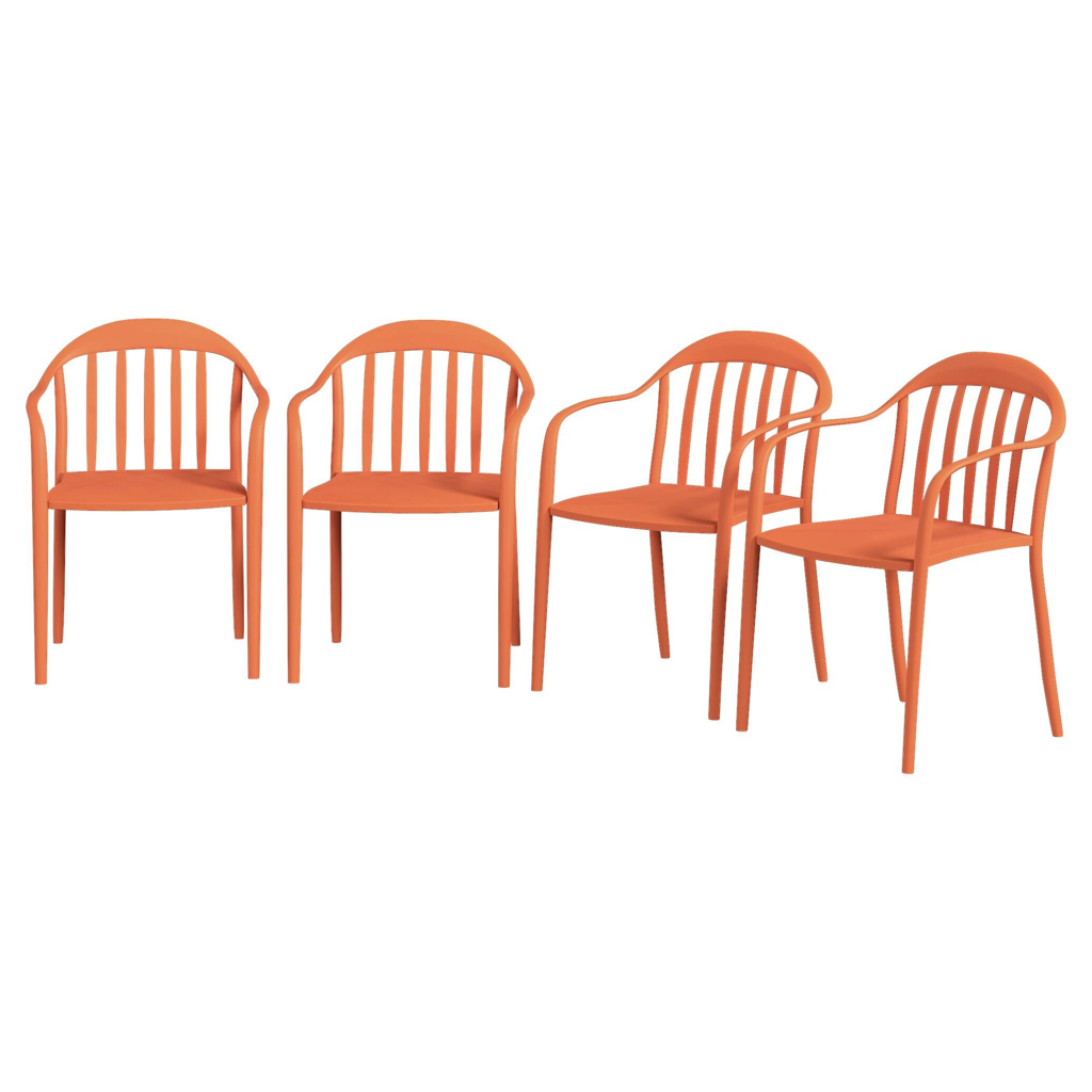 Outsunny Balkonstuhl 4er Set rot Metall B/H/L: ca. 54x78x57 cm