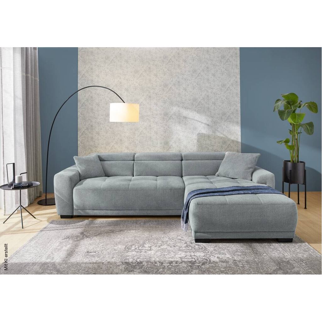 Ecksofa mit elektrischer Sitztiefenverstellung grau Microfaser B/H/T: ca. 296x105x200 cm