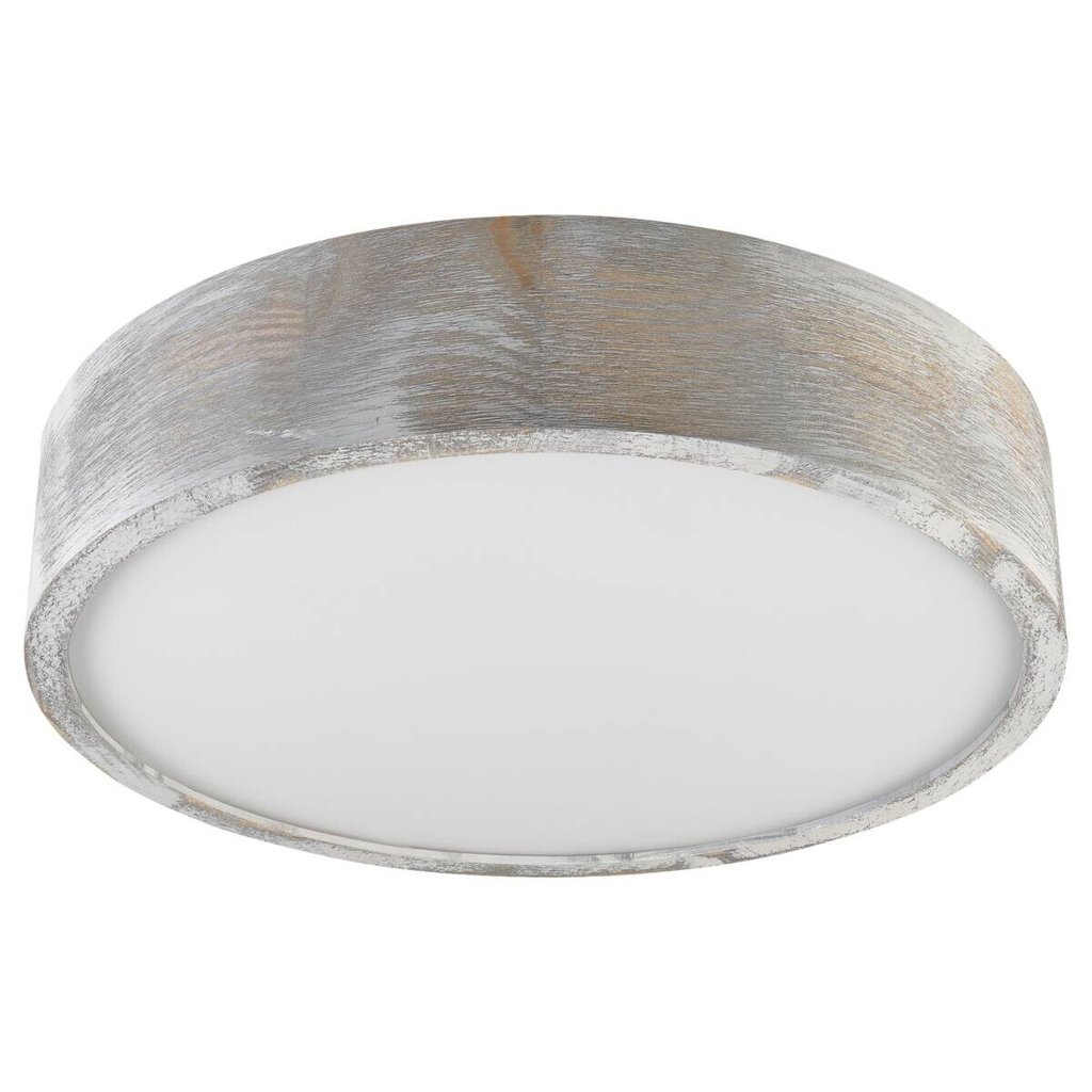 Lamkur Deckenleuchte hellbraun weiß Glas Holz B/H/L: ca. 38,5x12x38,5 cm 3 Brennstellen
