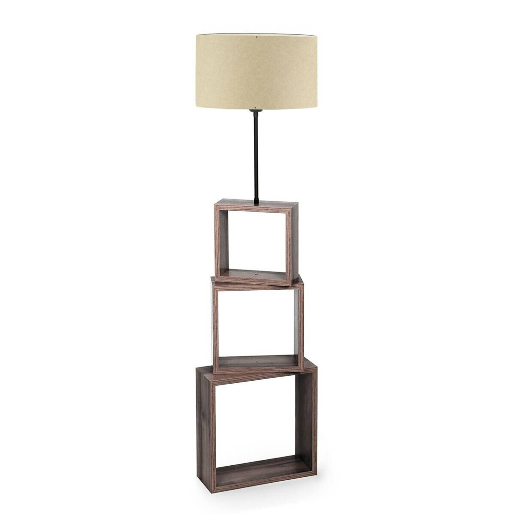Opviq Stehlampe creme Holz MDF B/H/T/L/D: ca. 37x140x37x37x37 cm E27 1 Brennstellen