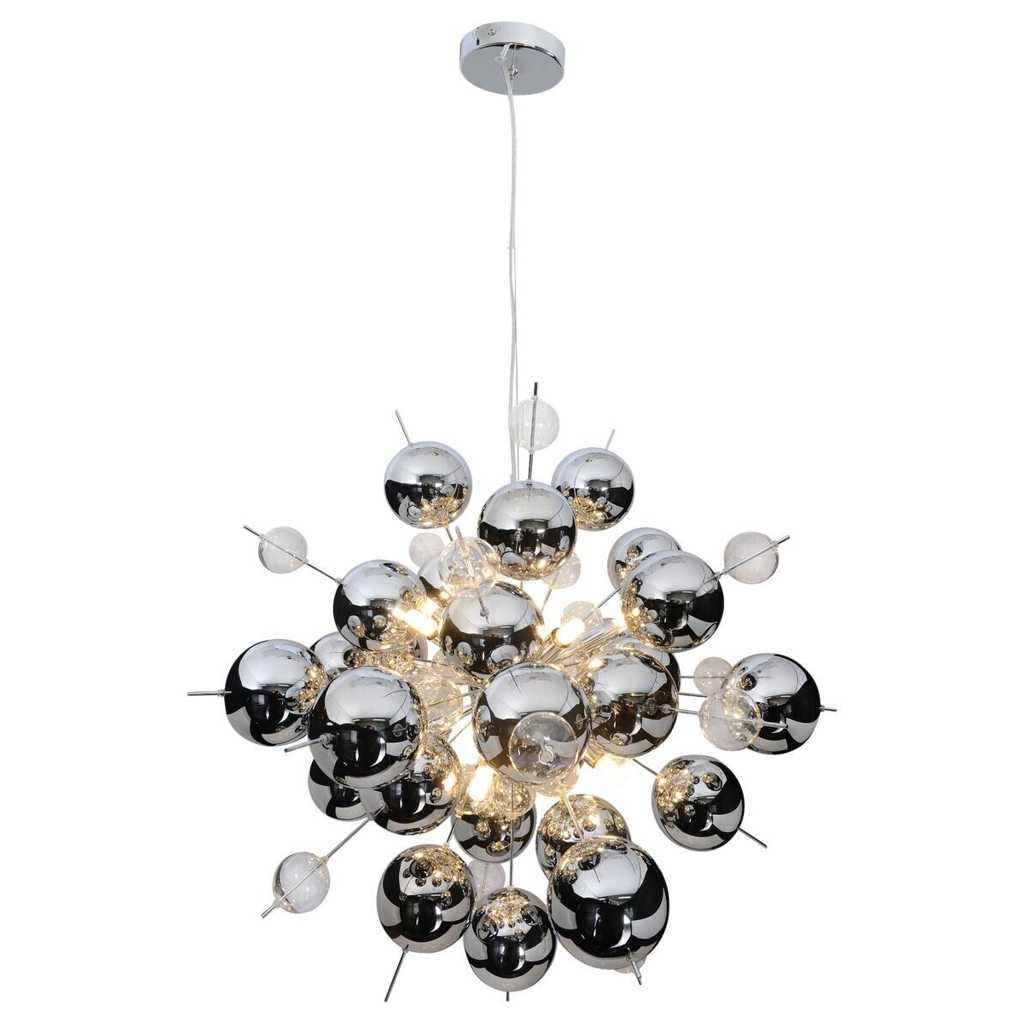 Näve Leuchten Pendelleuchte Chrom Glas Metall B/H/T/D: ca. 65x193x65x65 cm G9 10 Brennstellen
