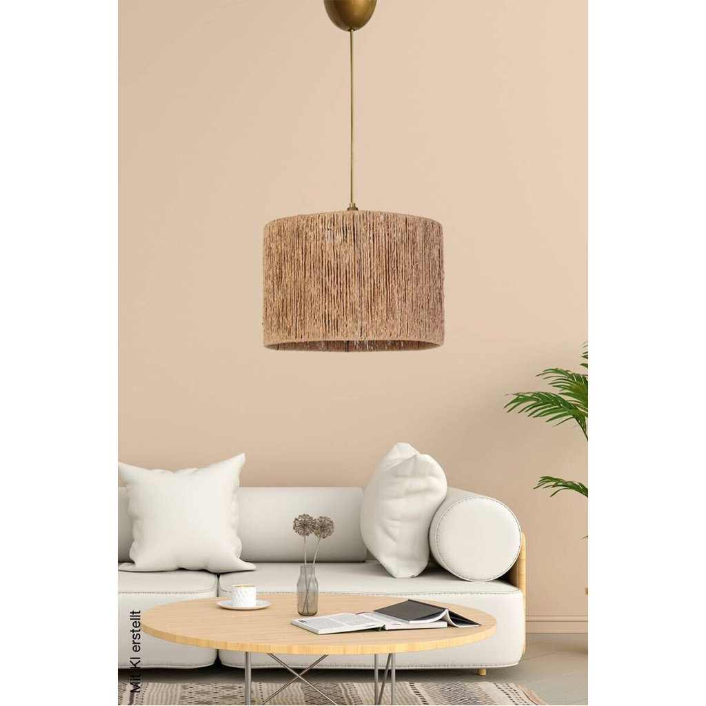 Opviq Pendelleuchte braun Baumwolle Kunststoff B/H/T/L: ca. 30x60x30x30 cm E27 1 Brennstellen