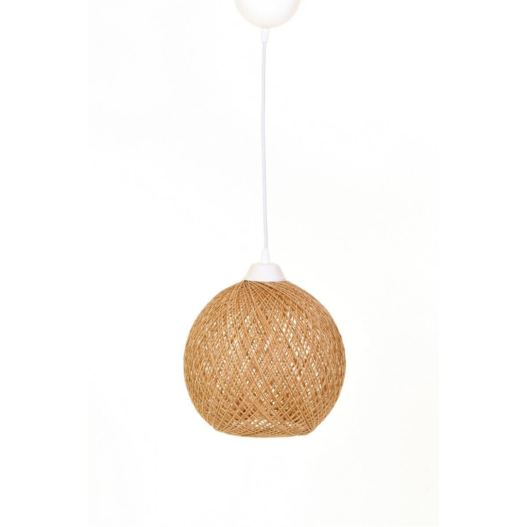 Opviq Pendelleuchte ecru braun B/H/T/L: ca. 22x55x24x22 cm E27 1 Brennstellen